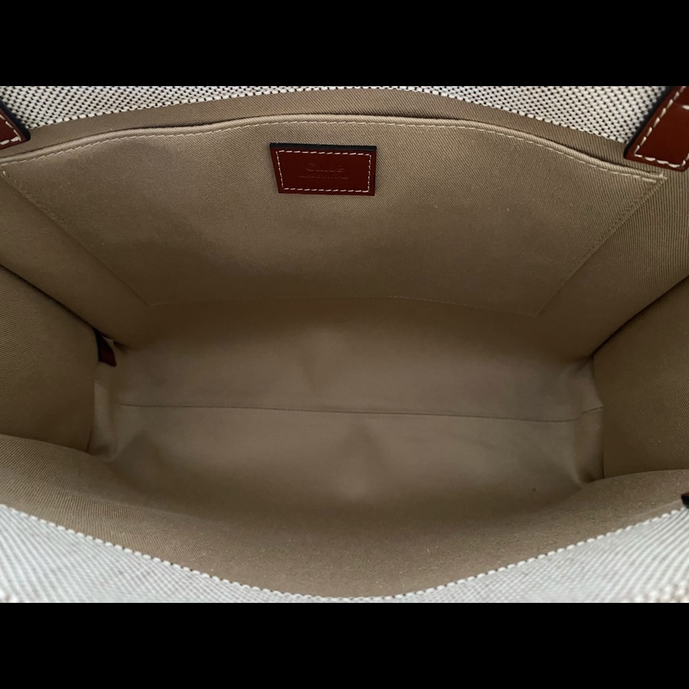 Woody medium leather-trimmed cotton-canvas tote - Picture 14 of 16